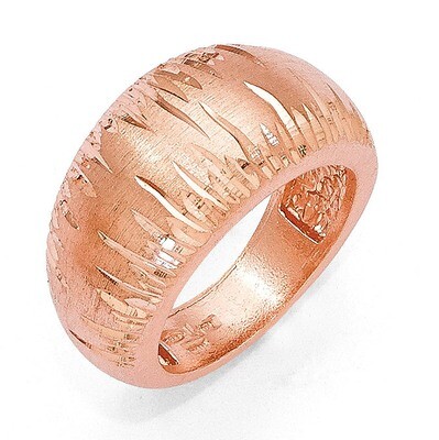 Sterling Silver Radiant Essence Rose Gold-plated Brushed &amp; D/C Ring QLR108-8