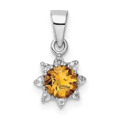 Polished Citrine and Topaz Pendant Sterling Silver Rhodium-Plated QP5524, MPN: QP5524,
