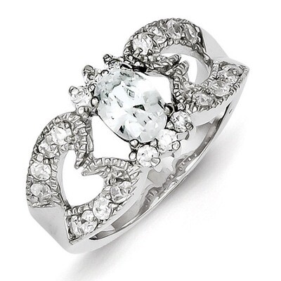 Sterling Silver Diamond Double Heart Ring QR1316-8
