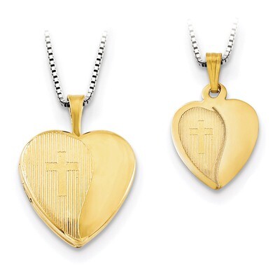 GP Textured Cross 16mm Locket -12mm Pendant Sterling Silver QLS658SET