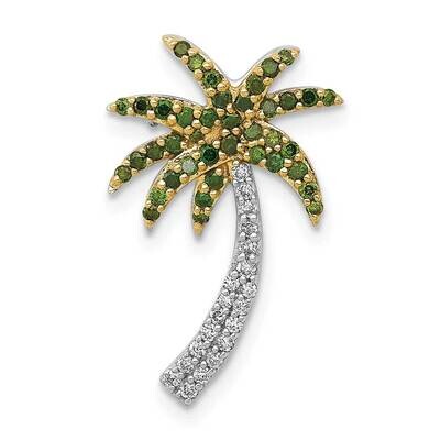White &amp; Green Diamond Palm Tree Chain Slide 14k White Gold PM5209-025-WA, MPN: PM5209-025-WA, 88395…