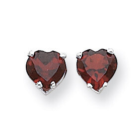 7mm Heart Garnet Earrings 14k White Gold XE99WGA, MPN: XE99WGA, 883957111124