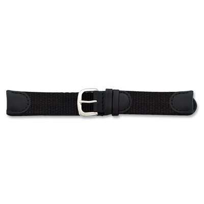 19mm Black Army Style Fabric Silver-tone Buckle Watch Band BA21-19, MPN: BA21-19, 886774144276