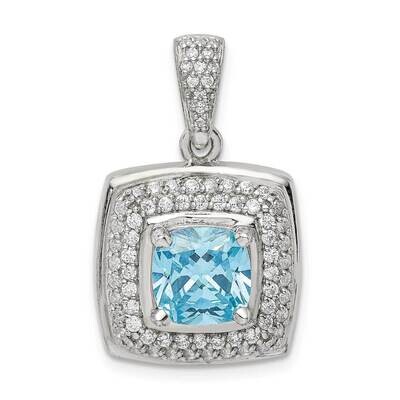 Blue &amp; White Square Pendant Sterling Silver CZ Diamond QP5175, MPN: QP5175, 883957934204