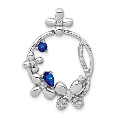 Sapphire Circle Flowers Pendant 14k White Gold Diamond PM3986-SA-025-WA, MPN: PM3986-SA-025-WA,