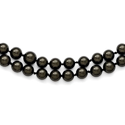 2 Row 7-8Mm Black Shell Bead Necklace Sterling Silver QMJN270B-18, MPN: QMJN270B-18, 886774294506