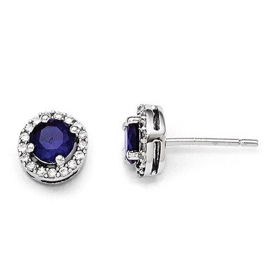 Polished Earrings Sterling Silver White &amp; Blue Cubic Zirconia QMP1335, MPN: QMP1335, 886774578316