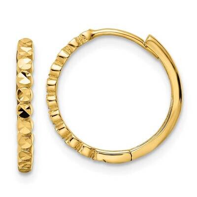 Diamond-Cut 2x16mm Hinged Hoop Earrings 14k Gold TM812, MPN: TM812, 191101801198