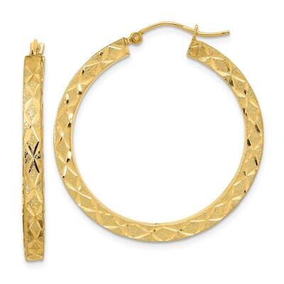 Satin Diamond-Cut Hoop Earrings 14k Gold TF2051, MPN: TF2051, 883957988009