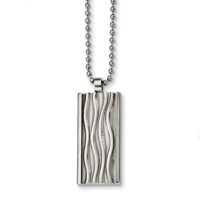 Wave Design Dog Tag Necklace Stainless Steel Polished SRN2432-22 by Chisel, MPN: SRN2432-22, 191101…