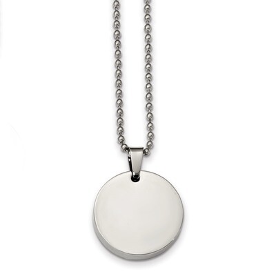 Round 4.0mm Dog Tag Necklace Stainless Steel Brushed &amp; Polished SRN2336-24 by Chisel, MPN: SRN2336-…