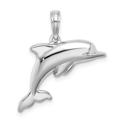Puffed Dolphin Charm 14k White Gold 3-D C3426W, MPN: C3426W, 637218142927