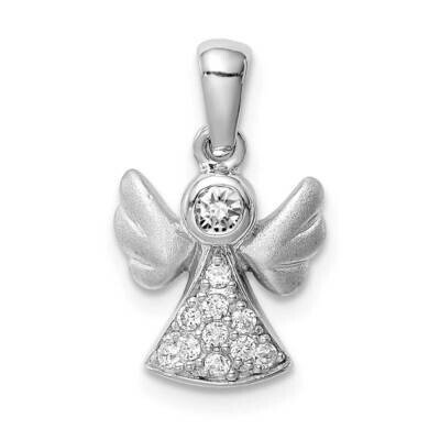 Satin Angel Pendant Sterling Silver Rhodium-plated CZ Diamond QC9436, MPN: QC9436, 886774016016