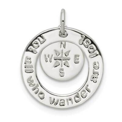Round Not All Who Wander Pendant Sterling Silver QC11068, MPN: QC11068,