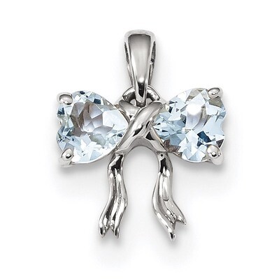 Aquamarine Bow Pendant 14k white Gold Polished XBS564, MPN: XBS564, 883957623528