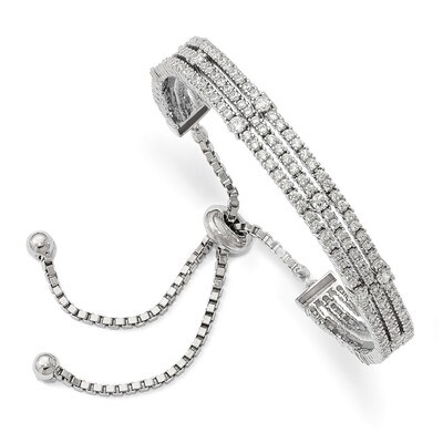 CZ 5-9 Inch Adjustable Bracelet Sterling Silver Rhodium-plated QG4168, MPN: QG4168, 886774613178