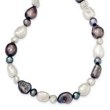 18 Inch White &amp; Grey Cultured Pearl Necklace Sterling Silver QH2648-18, MPN: QH2648-18, 191101276699