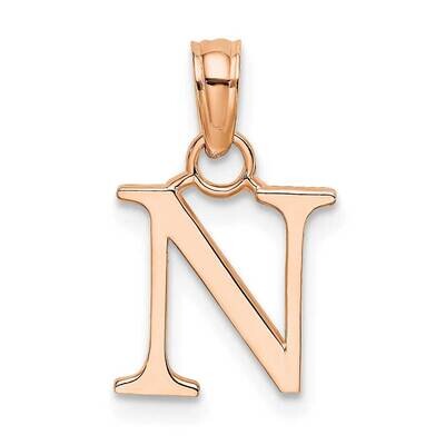 N Block Initial Charm 14k Rose Gold Polished K6423RN, MPN: K6423RN, 637218161515