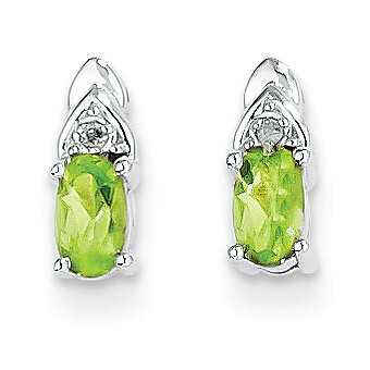 Peridot Diamond Earring 14k White Gold Genuine XBS250, MPN: XBS250, 883957857626