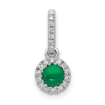 Halo Diamond &amp; Cabochon .47 Emerald Pendant 14k White Gold PM4031-EM-009-WA, MPN: PM4031-EM-009-WA,