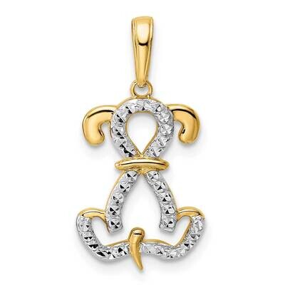 Sitting Puppy Pendant 14k Gold and White Rhodium Diamond-Cut M3003, MPN: M3003, 196904072950