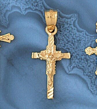 Dazzlers Jewelry Jesus Christ on Cross Pendant Necklace Charm Bracelet in Yellow, White or Rose Gol…