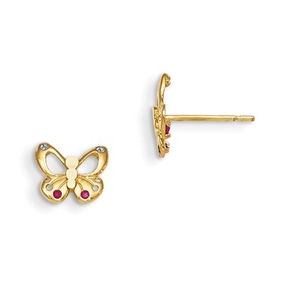 CZ Children&#39;S Butterfly Post Earrings 14k Gold GK791, MPN: GK791, 191101359019