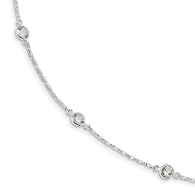 CZ Diamond Necklace 18 Inch Sterling Silver Polished QG3655-18, MPN: QG3655-18, 196904160381