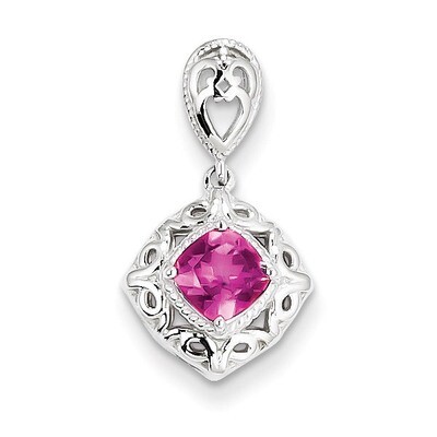 Pink Tourmaline Square Pendant Sterling Silver QP3060PT, MPN: QP3060PT, 886774675565