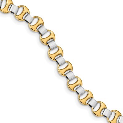 Leslie&#39;s Polished Fancy Link Bracelet 14k Two-tone Gold HB-LF1197-7.5, MPN: LF1197-7.5, 191101744839