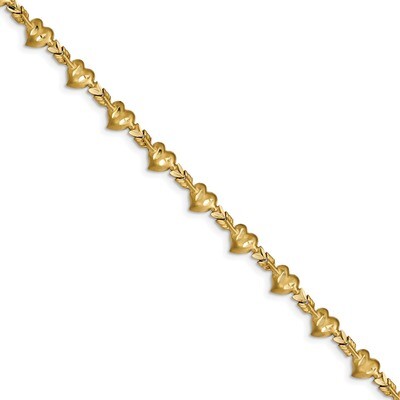 7 Inch Heart with Arrow 7 inch Bracelet 14k Gold Satin Diamond-cut FB1480-7, MPN: FB1480-7, 8839576…