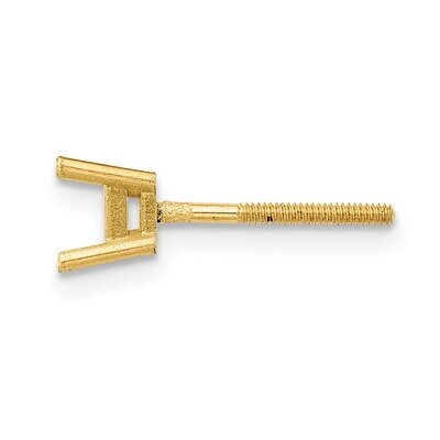 Princess 4-Prong with Threaded .12ct. Post Earring Setting 18k Yellow Gold 8Y366, MPN: 8Y366,