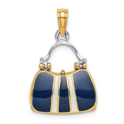 Navy Enameled Handbag Moveable Charm 14k Gold 3-D K6932, MPN: K6932, 637218131440