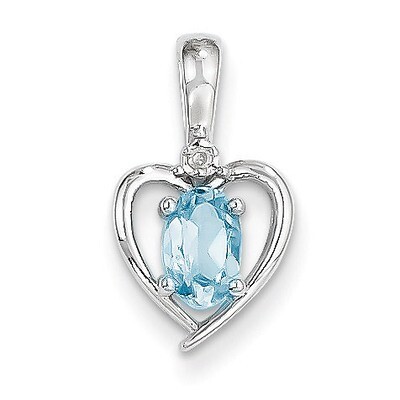 Blue Topaz Diamond Pendant 14k White Gold Genuine XBS475, MPN: XBS475, 883957374758