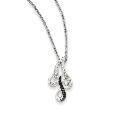 Black and White Diamond Pendant Necklace Sterling Silver QP2276, MPN: QP2276, 886774189550
