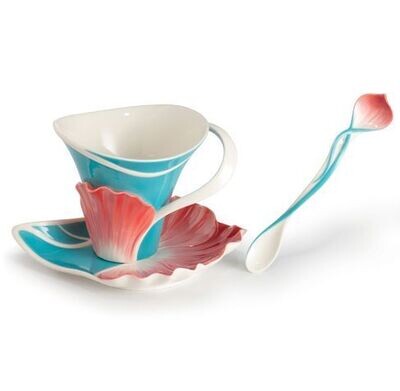 Franz Porcelain Spring Periwinkle Cup Saucer Spoon Set FZ02646, MPN: FZ02646,