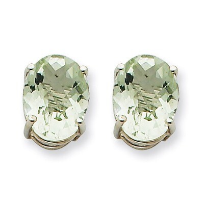 10x8 Oval Green Quartz Earrings 14k White Gold XE90WAG, MPN: XE90WAG, 883957108971