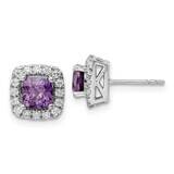 Amethyst Halo Post Earrings 14k White Gold Lab Grown Diamond EM9037-AM-038-WLG, MPN: EM9037-AM-038-…