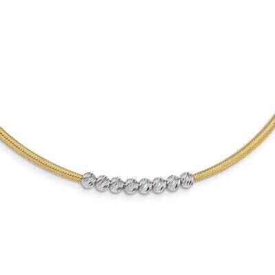 Beads Stretch Mesh Necklace 14k Two-Tone Gold Diamond-cut SF2683-17.25, MPN: SF2683-17.25, 19110198…