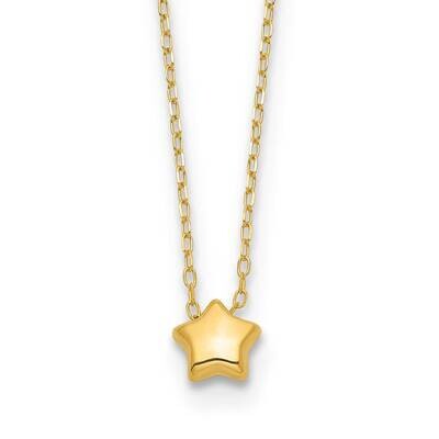 Brushed Reversible Puffed Star 16.5 Inch Necklace 14k Gold Polished SF2897-16.5, MPN: SF2897-16.5, …