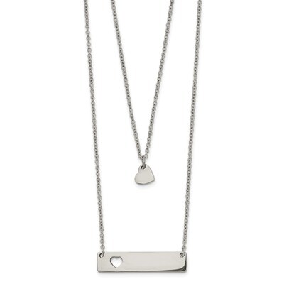 Heart and Bar Multi-strand 1.5 Inch ext Necklace Stainless Steel Polished SRN2703-15.5 by Chisel, M…