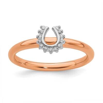 Pink-plated Dia. Horseshoe Ring Sterling Silver QSK1978, MPN: QSK1978, 191101723544