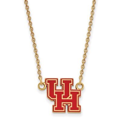 University of Houston Small Enamel Pendant with Chain Necklace Gold-plated Silver GP021UHO-18, MPN:…