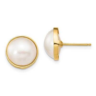 10-11mm White Freshwater Cultured Mabe Pearl Post Earrings 14k Gold XF685E, MPN: XF685E, 8839573510…
