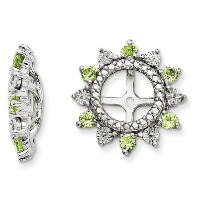 Peridot Earring Jacket Sterling Silver Rhodium QJ105AUG, MPN: QJ105AUG, 191101387210