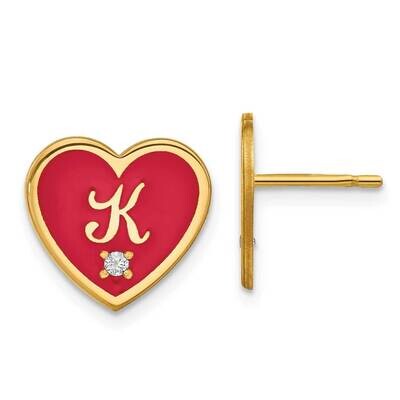 Initial Epoxied Heart with Diamond Post Earrings 14k Gold XNA1164Y, MPN: XNA1164Y,