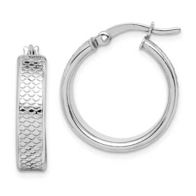Textured Polished Hoop Earrings Sterling Silver Rhodium-plated QE14096, MPN: QE14096, 883957939674