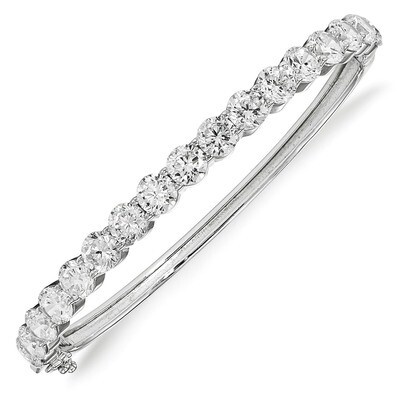 CZ Hinged Bangle Sterling Silver Rhodium-plated QB1071, MPN: QB1071, 883957980911