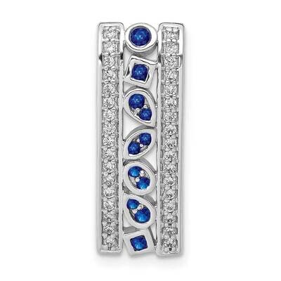 1/5Ct. Diamond &amp; .24 Sapphire Fancy Chain Slide 14k White Gold PM3853-SA-020-WA, MPN: PM3853-SA-020…