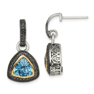 Light Swiss Blue Topaz Dangle Earrings Sterling Silver with 14k Gold Accent QTC1612, MPN: QTC1612, …